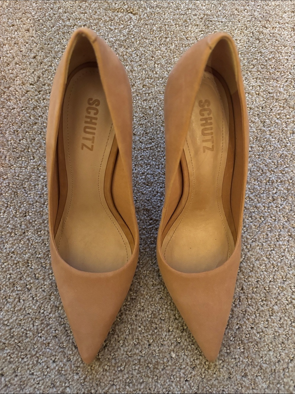 Schultz Tan Suede Pointed-Toe Pumps